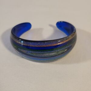 Blue‎ Art Glass Cuff Bracelet